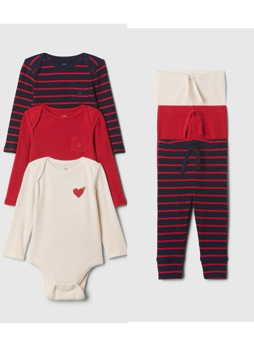 New-like Gap Baby First Favorites Tiny Rib Bodysuit & Matching Pants 3 set